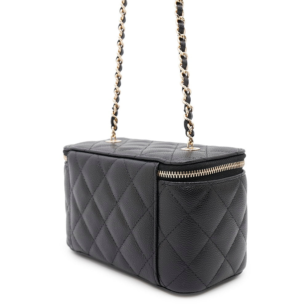 CHANEL Matelasse Vanity ChainShoulder Bag BlackAP1341 Caviar Leather