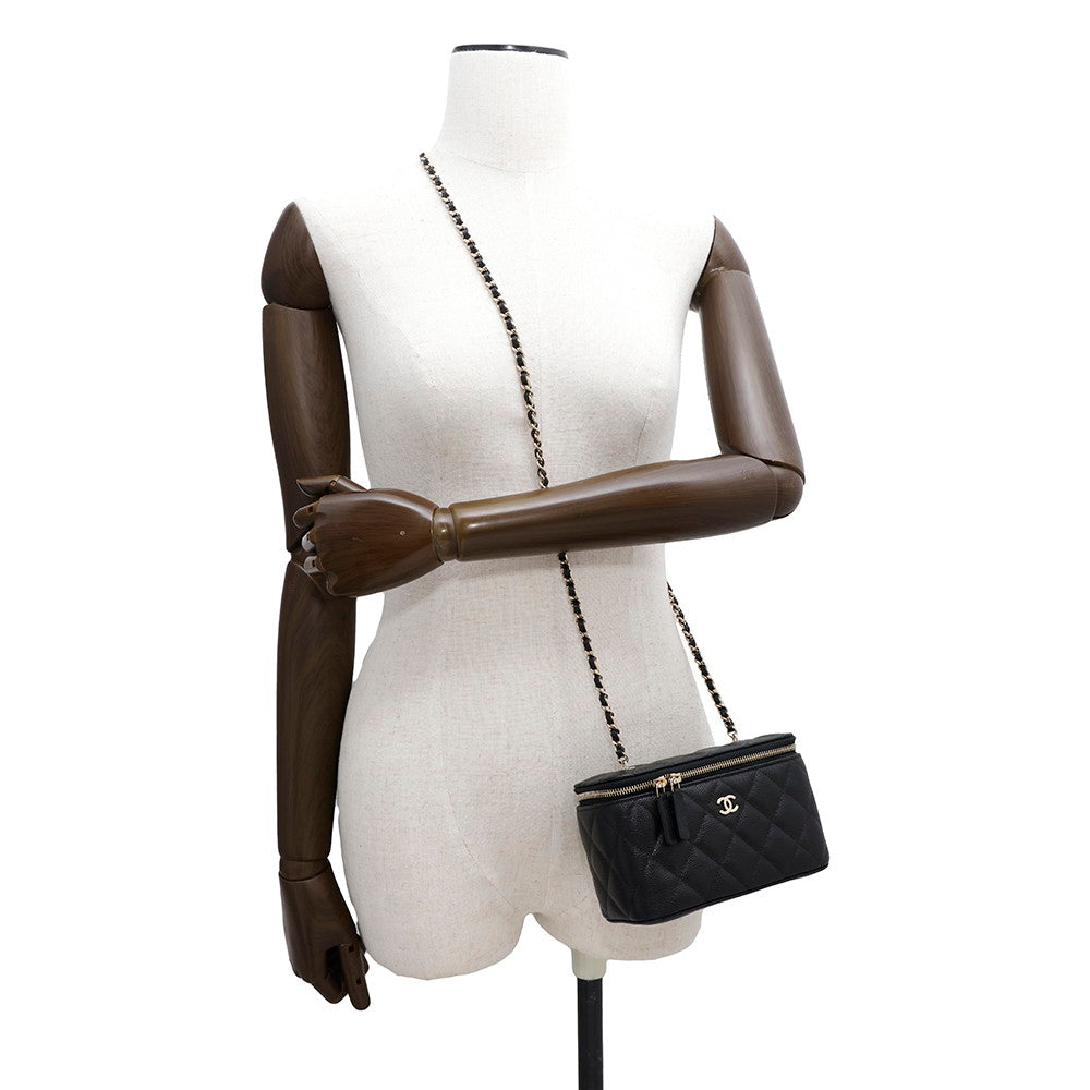 CHANEL Matelasse Vanity ChainShoulder Bag BlackAP1341 Caviar Leather