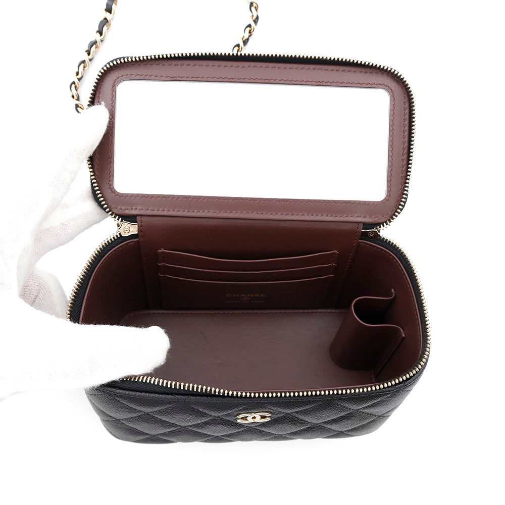 CHANEL Matelasse Vanity ChainShoulder Bag BlackAP1341 Caviar Leather