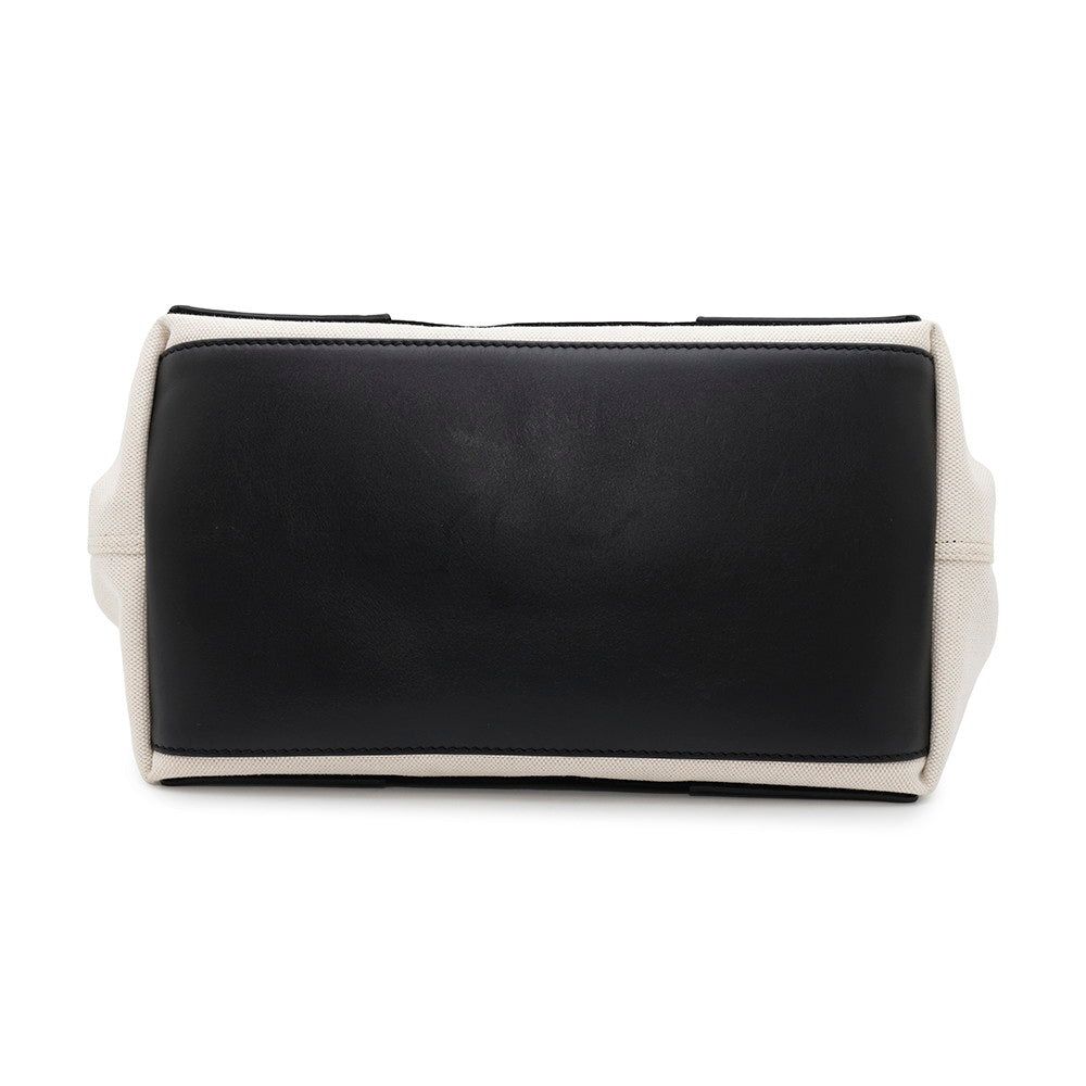 BALENCIAGA Navy Kabas White/Black339933 Canvas Leather Size S