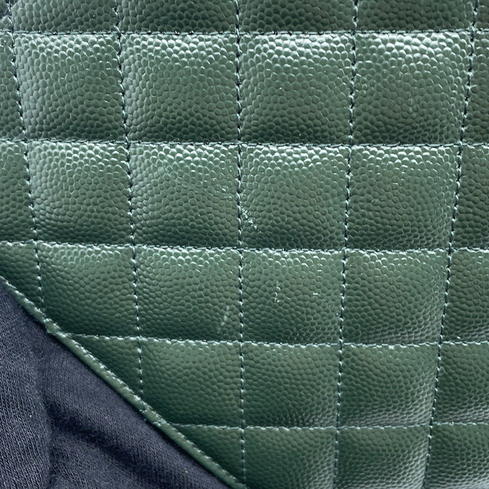 SAINT LAURENT PARIS Monogram Envelope Clutch Bag Green651030 Leather