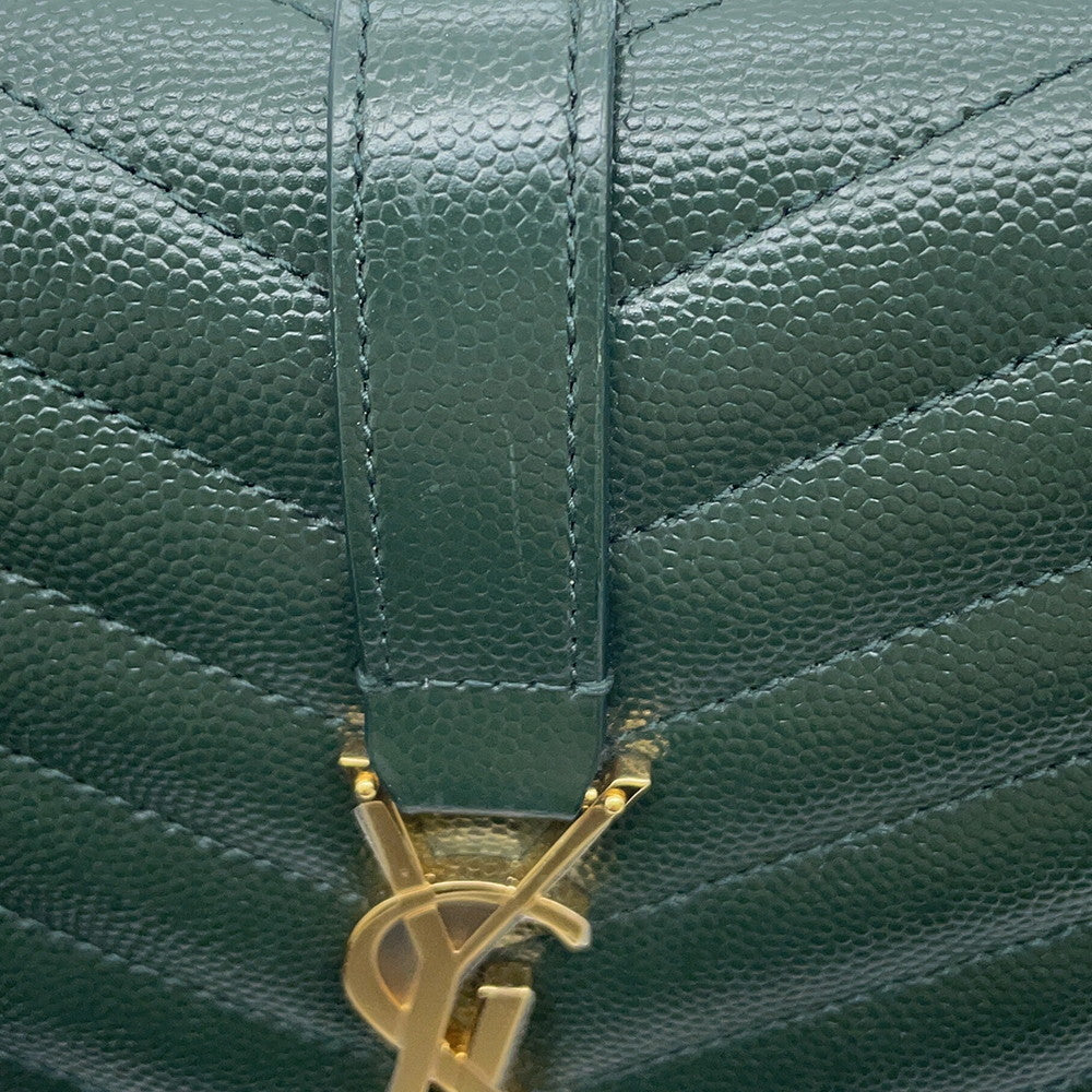 SAINT LAURENT PARIS Monogram Envelope Clutch Bag Green651030 Leather