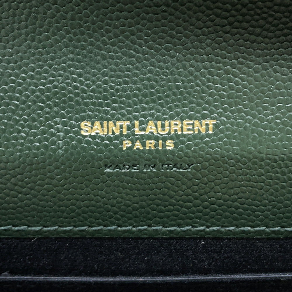SAINT LAURENT PARIS Monogram Envelope Clutch Bag Green651030 Leather