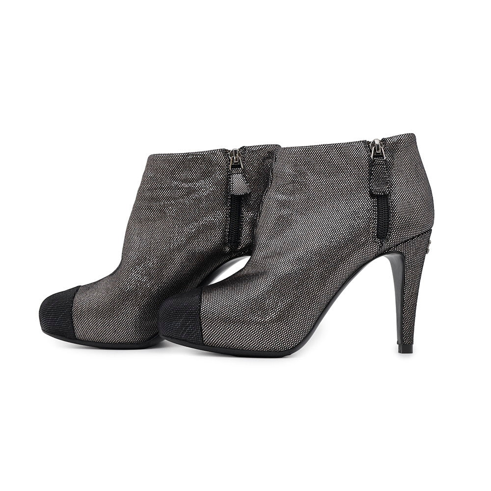 CHANEL Booties Silver/BlackG28558 Leather Size 37C