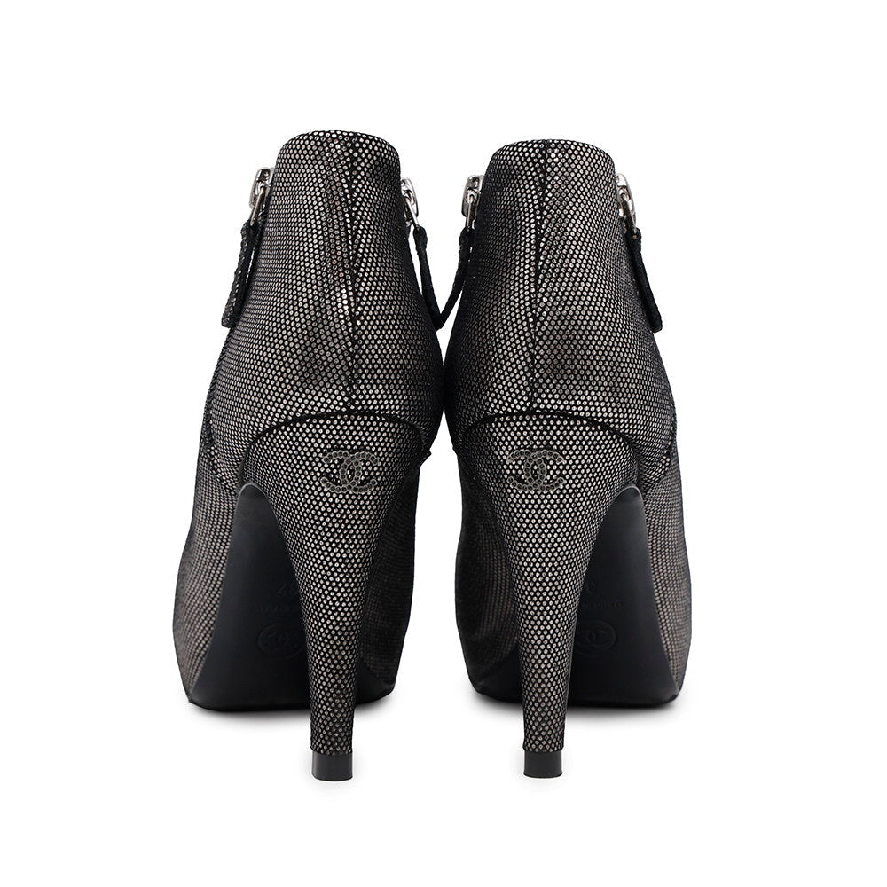 CHANEL Booties Silver/BlackG28558 Leather Size 37C