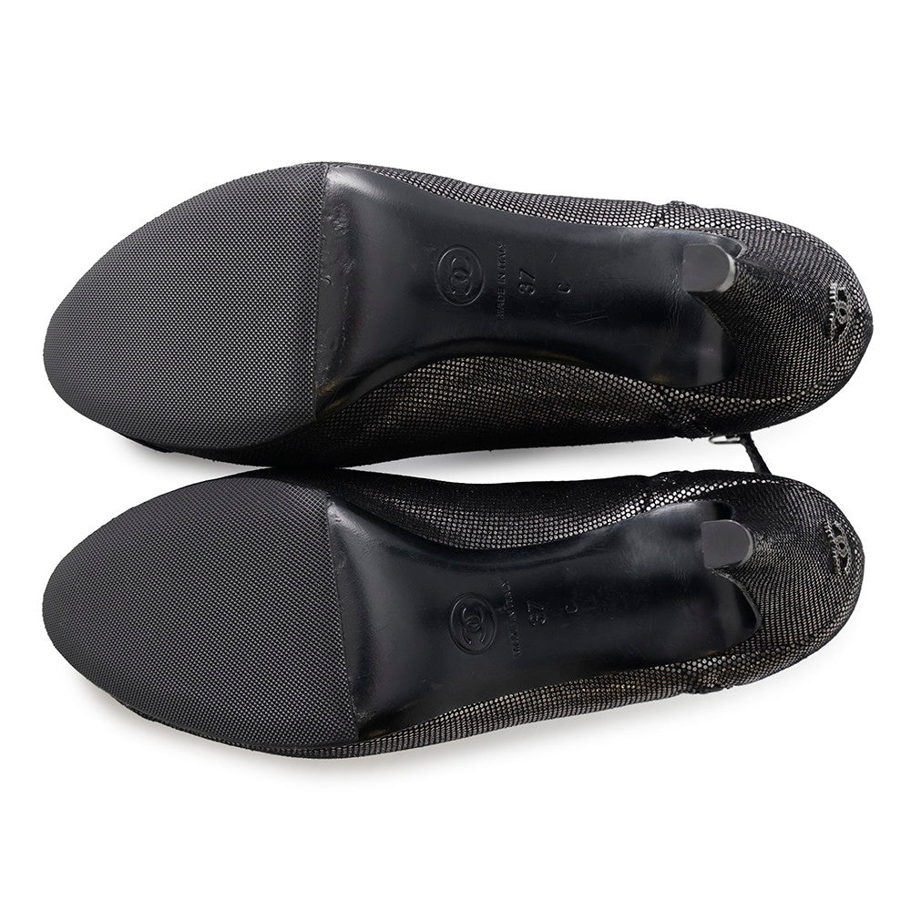 CHANEL Booties Silver/BlackG28558 Leather Size 37C