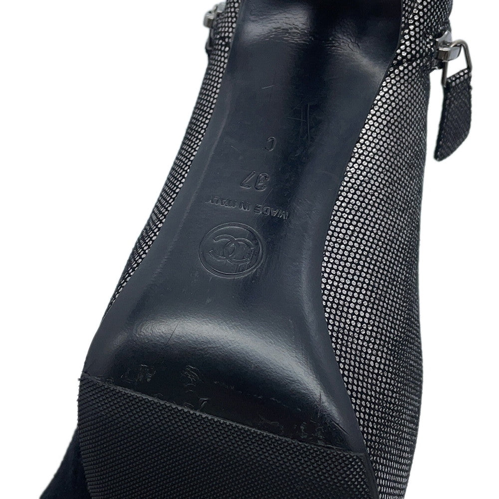CHANEL Booties Silver/BlackG28558 Leather Size 37C