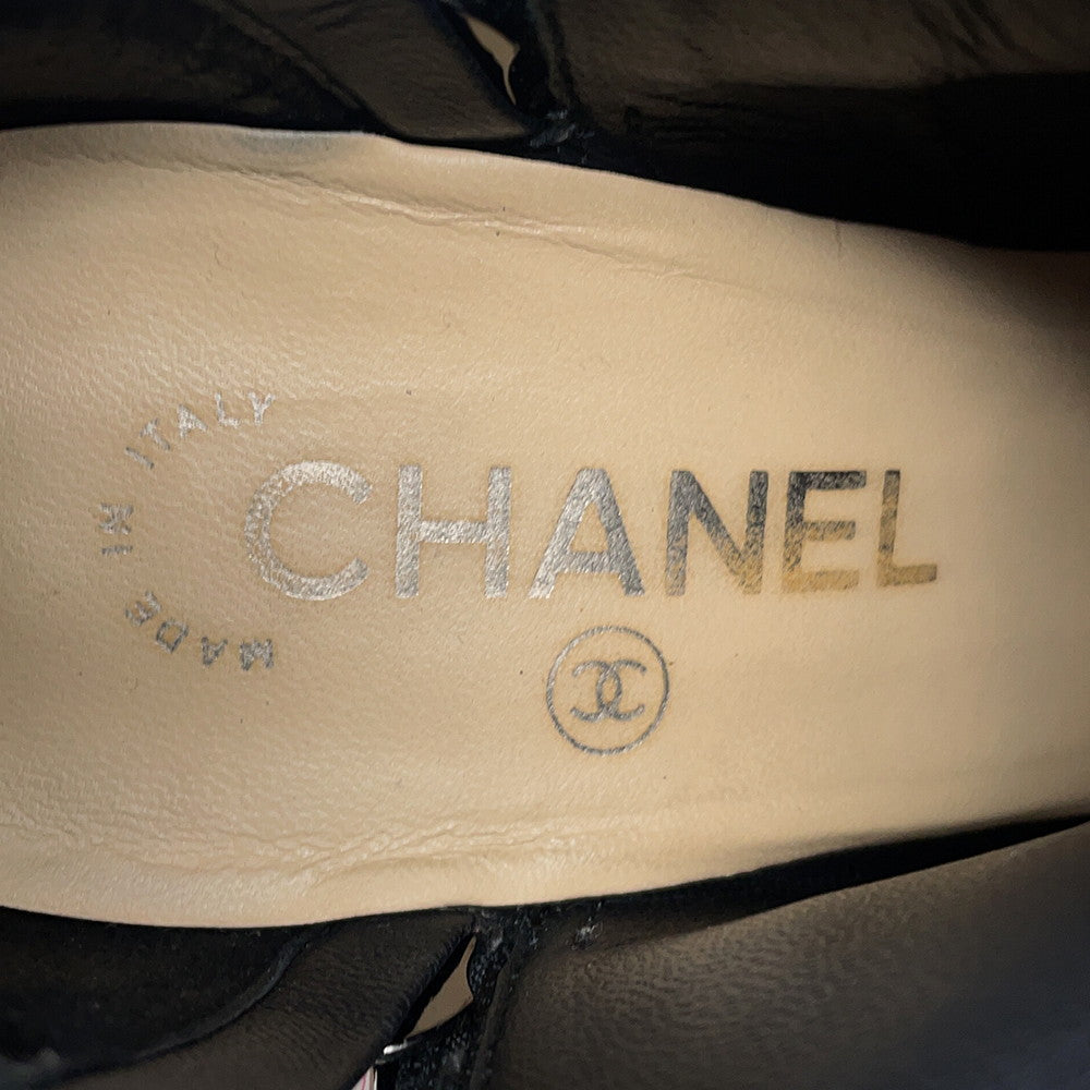 CHANEL Booties Silver/BlackG28558 Leather Size 37C