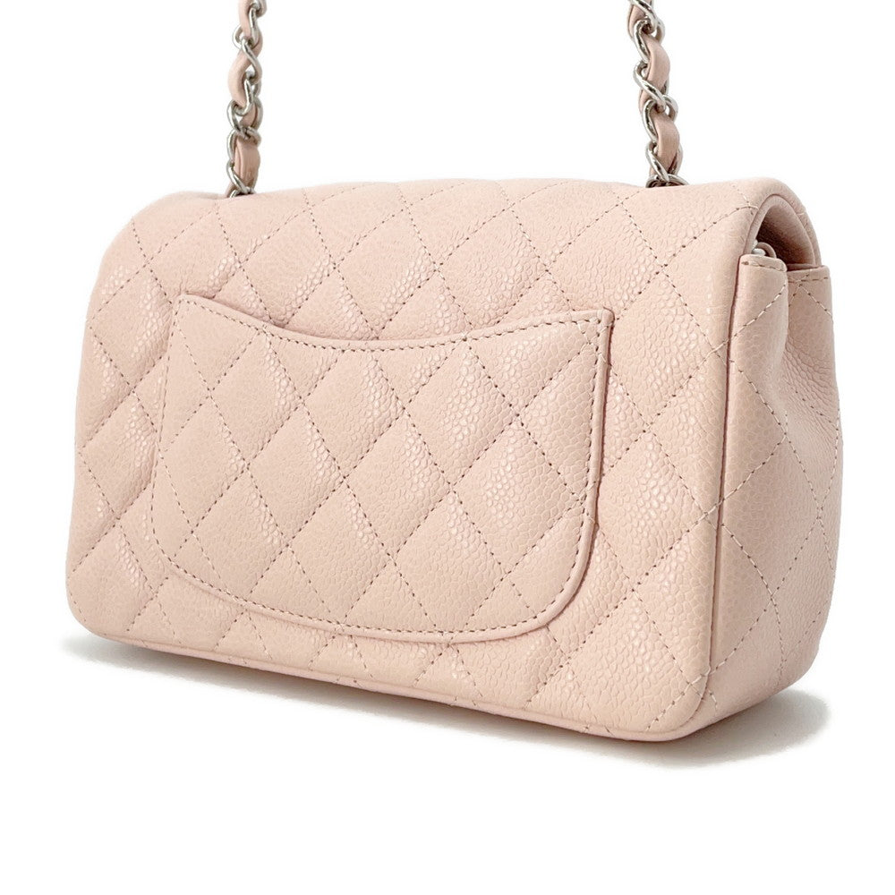 CHANEL Mini Matelasse Single Flap ChainShoulder Bag PinkA69900 Caviar Leather Size 20