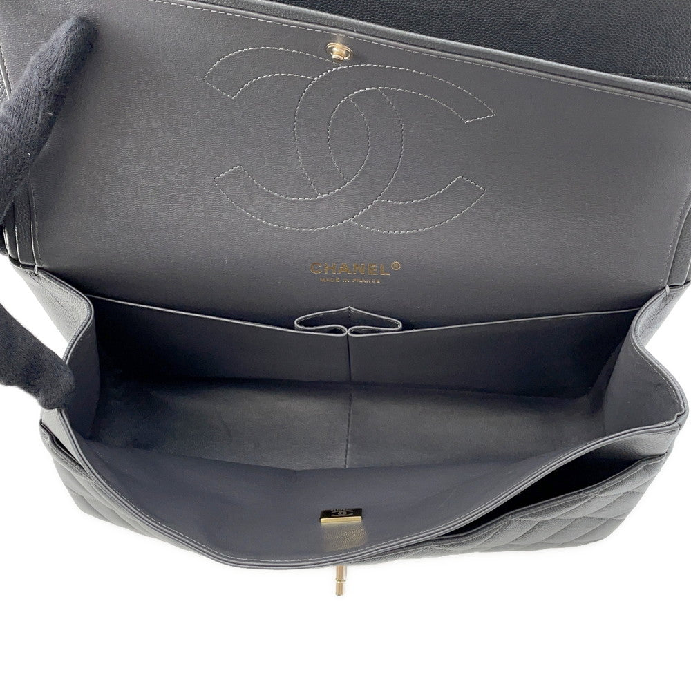 CHANEL Jumbo Matelasse W Flap ChainShoulder Bag GrayA58600 Caviar Leather Size 30
