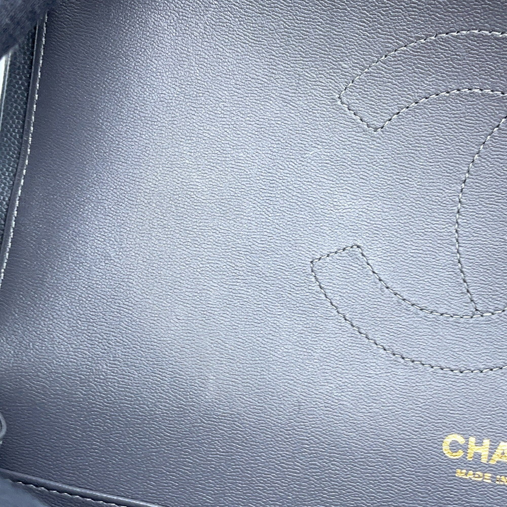 CHANEL Jumbo Matelasse W Flap ChainShoulder Bag GrayA58600 Caviar Leather Size 30