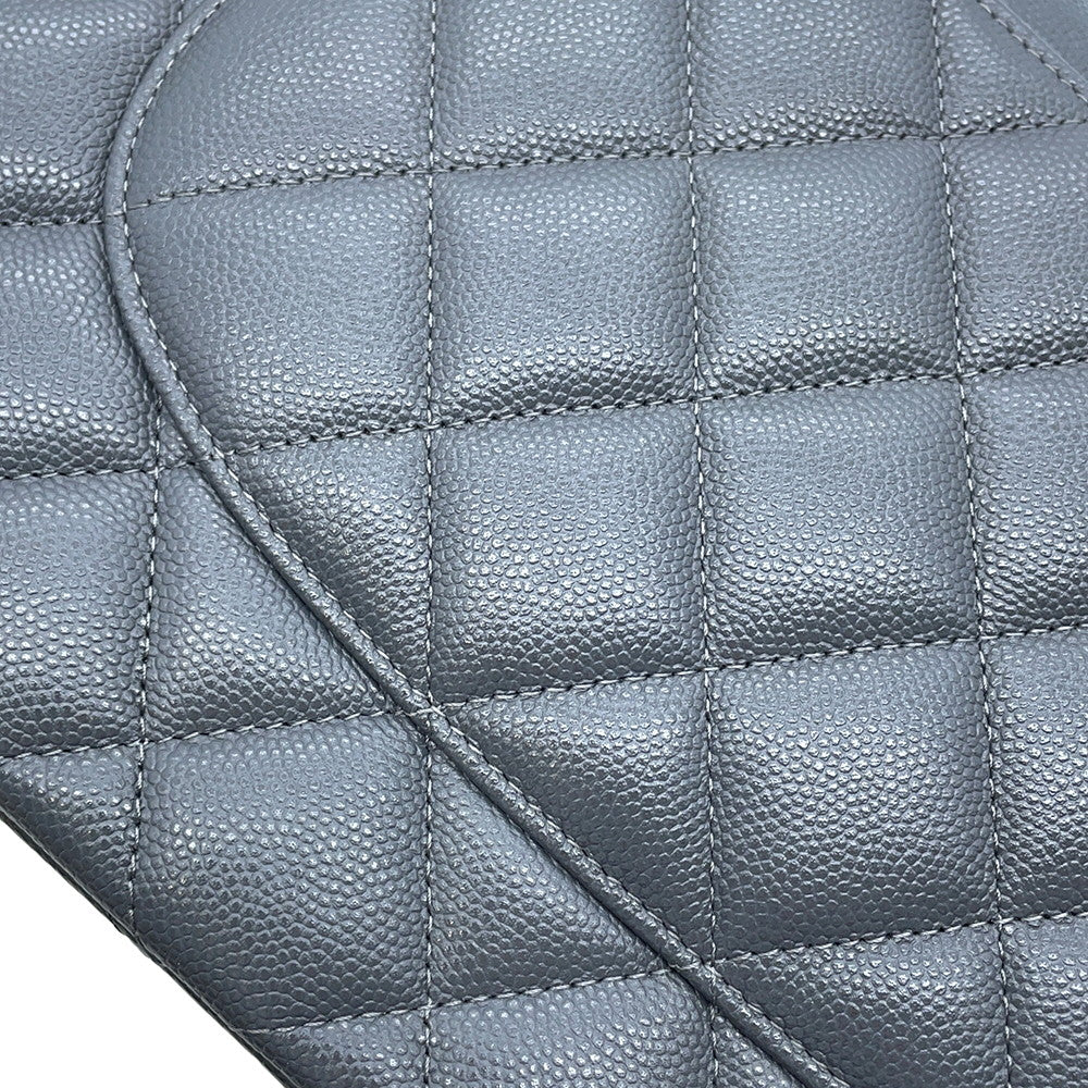 CHANEL Jumbo Matelasse W Flap ChainShoulder Bag GrayA58600 Caviar Leather Size 30