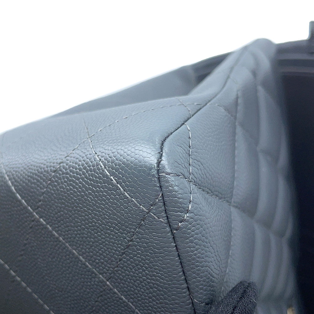 CHANEL Jumbo Matelasse W Flap ChainShoulder Bag GrayA58600 Caviar Leather Size 30