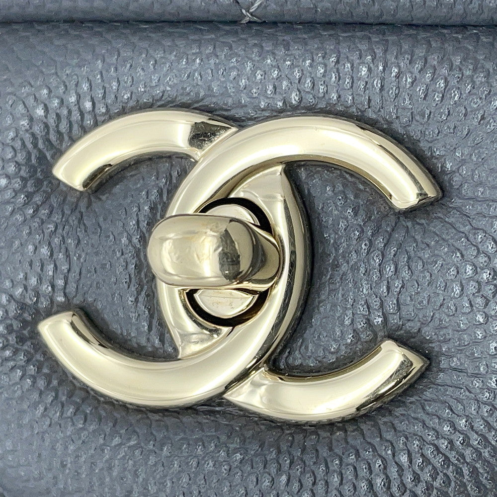 CHANEL Jumbo Matelasse W Flap ChainShoulder Bag GrayA58600 Caviar Leather Size 30