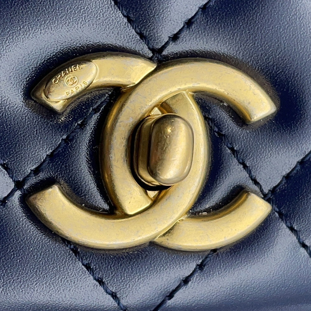 CHANEL Matelasse Full Flap Shoulder Bag BlueAS3402 Calf Leather