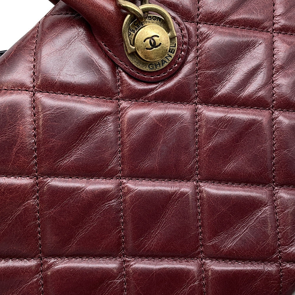 CHANEL Matelasse 2WAY Bowling Bag Bordeaux Leather