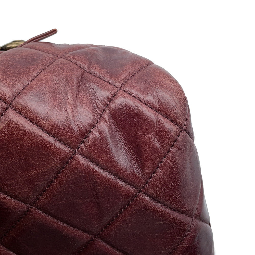 CHANEL Matelasse 2WAY Bowling Bag Bordeaux Leather