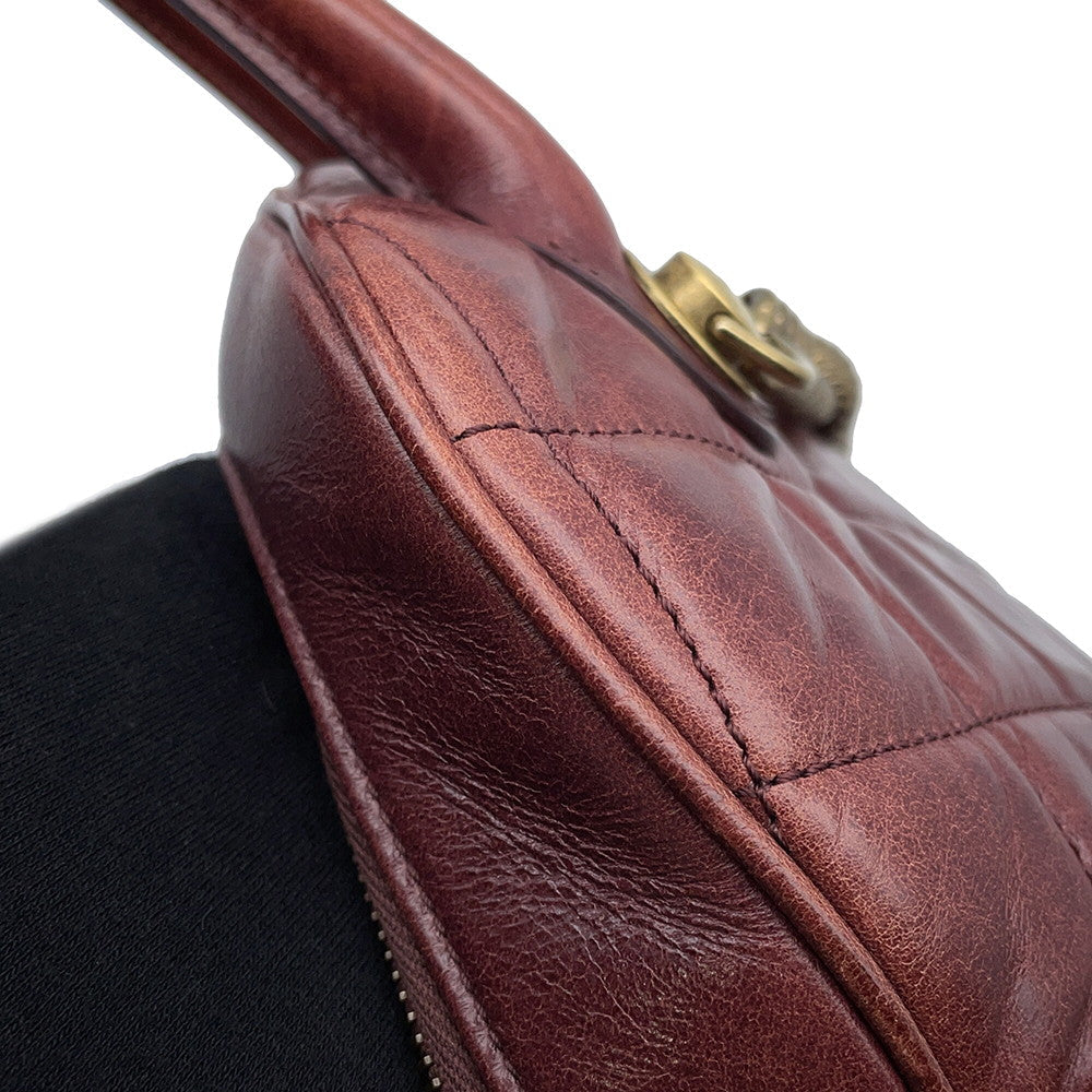 CHANEL Matelasse 2WAY Bowling Bag Bordeaux Leather
