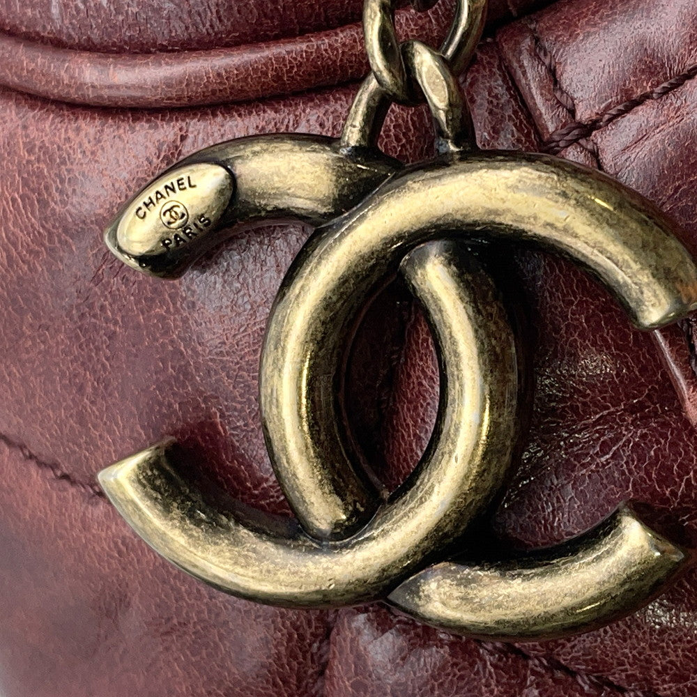 CHANEL Matelasse 2WAY Bowling Bag Bordeaux Leather
