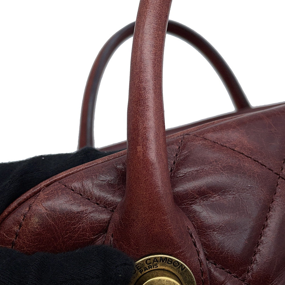 CHANEL Matelasse 2WAY Bowling Bag Bordeaux Leather