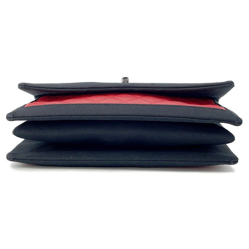 CHANEL Matelasse ChainShoulder Bag Red/Black Lambskin