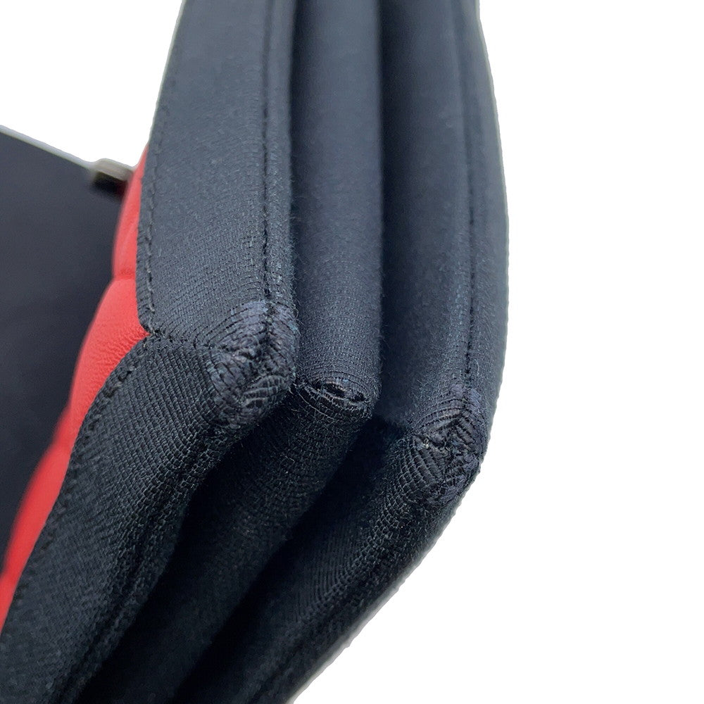 CHANEL Matelasse ChainShoulder Bag Red/Black Lambskin