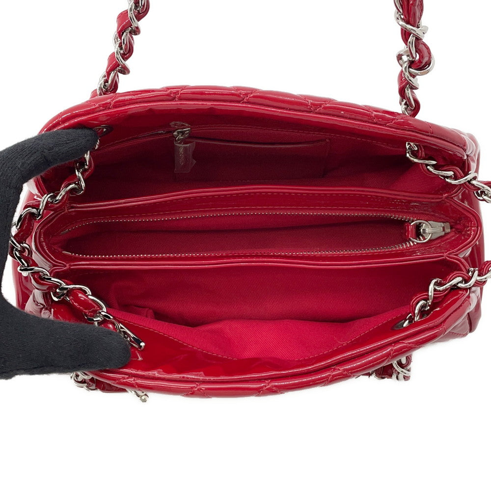 CHANEL Mademoiselle ChainBowling Bag Red Patent Leather