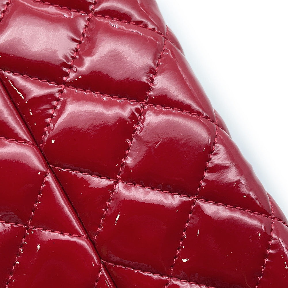 CHANEL Mademoiselle ChainBowling Bag Red Patent Leather