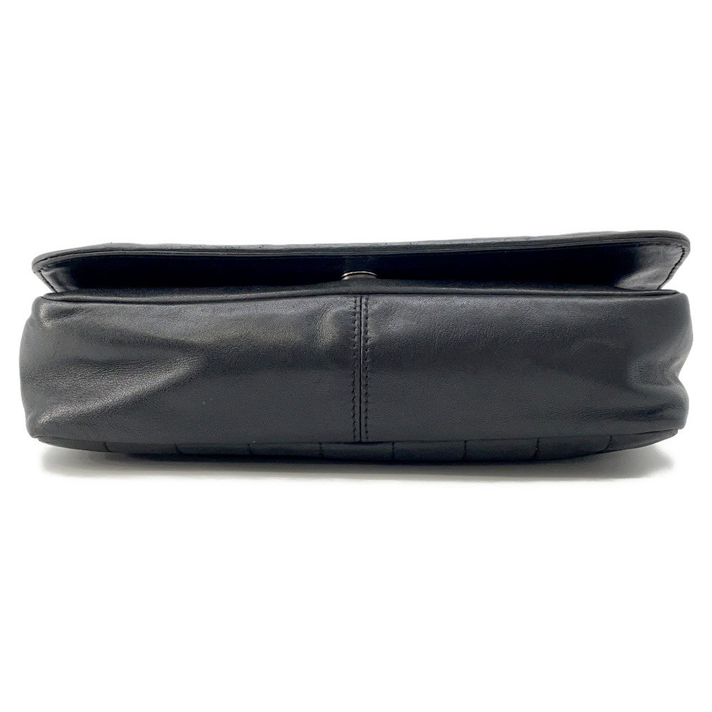 CHANEL Chocolate Bar Kiss Lock ChainShoulder Bag Black Lambskin