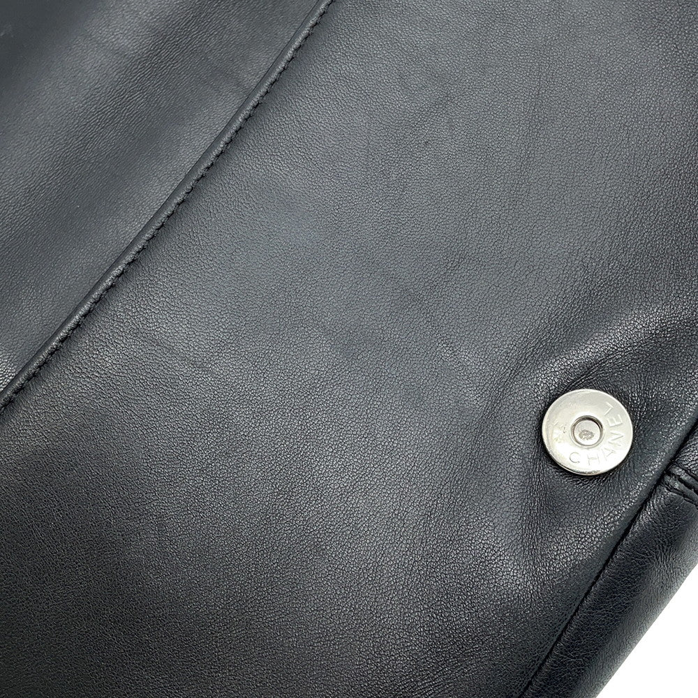 CHANEL Chocolate Bar Kiss Lock ChainShoulder Bag Black Lambskin