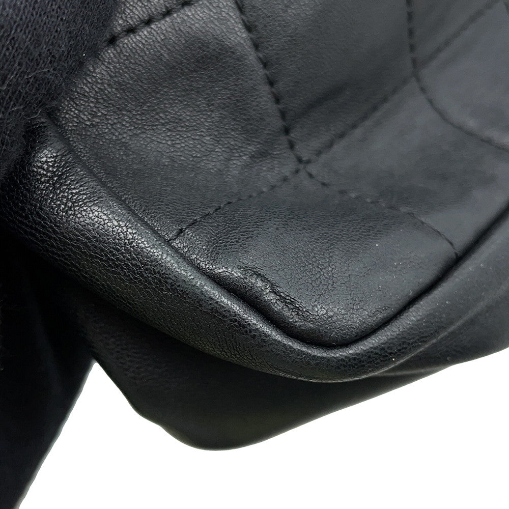 CHANEL Chocolate Bar Kiss Lock ChainShoulder Bag Black Lambskin