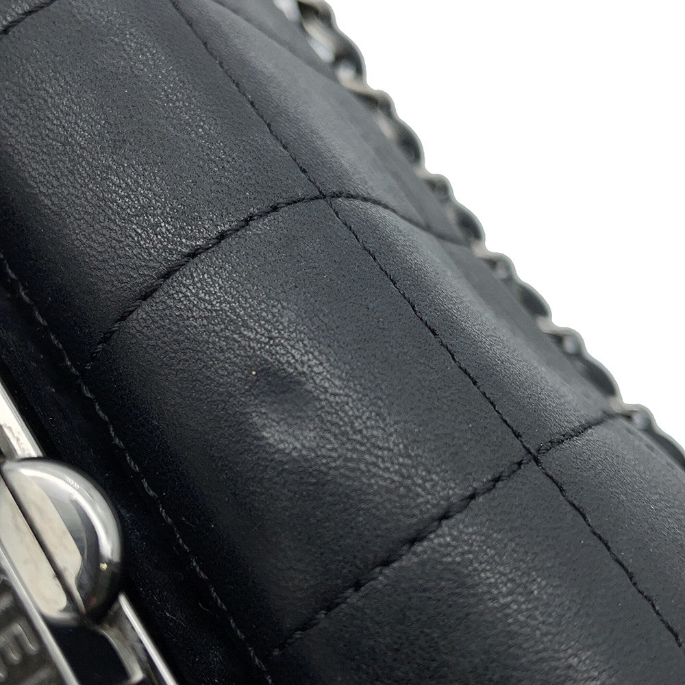 CHANEL Chocolate Bar Kiss Lock ChainShoulder Bag Black Lambskin