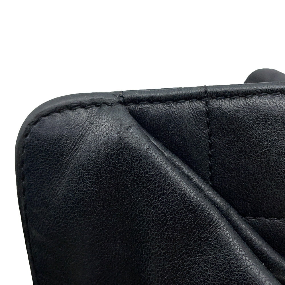 CHANEL Chocolate Bar Kiss Lock ChainShoulder Bag Black Lambskin