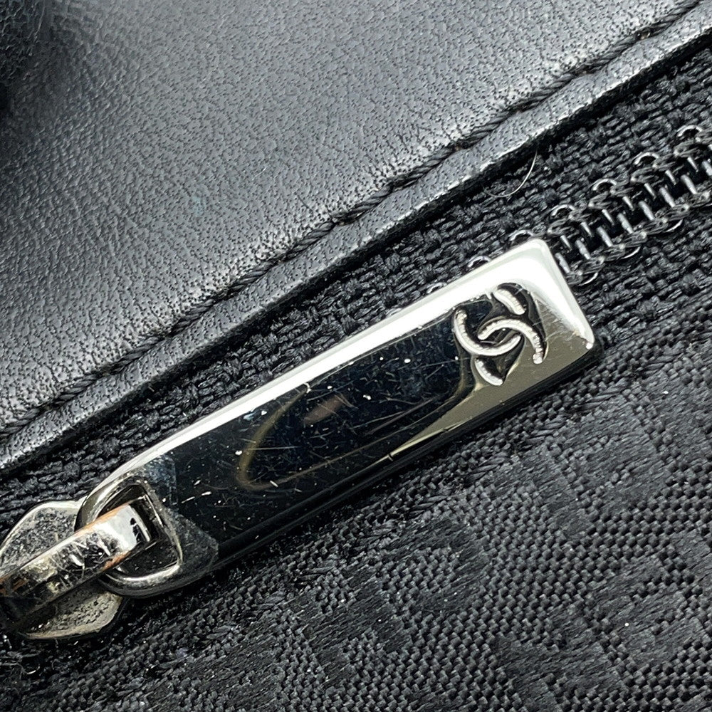 CHANEL Chocolate Bar Kiss Lock ChainShoulder Bag Black Lambskin