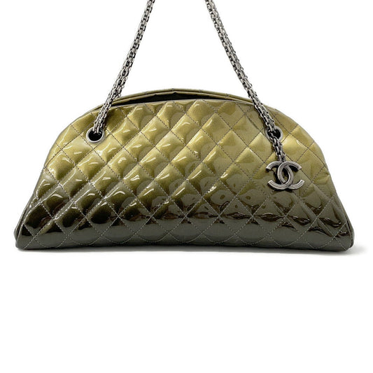 CHANEL Mademoiselle ChainBowling Bag Green Patent Leather