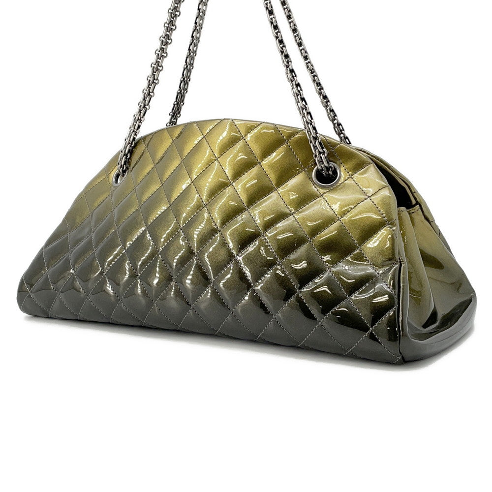 CHANEL Mademoiselle ChainBowling Bag Green Patent Leather