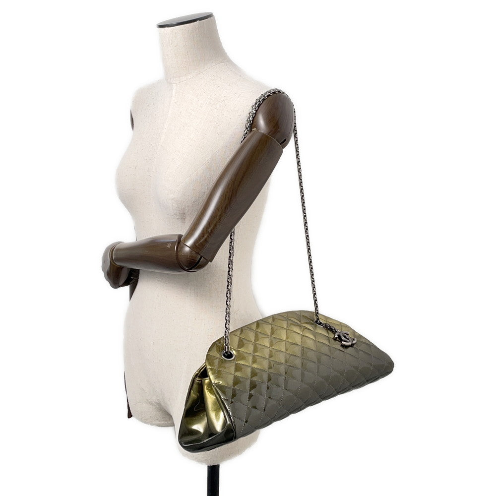 CHANEL Mademoiselle ChainBowling Bag Green Patent Leather