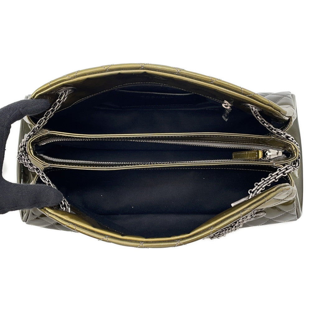 CHANEL Mademoiselle ChainBowling Bag Green Patent Leather