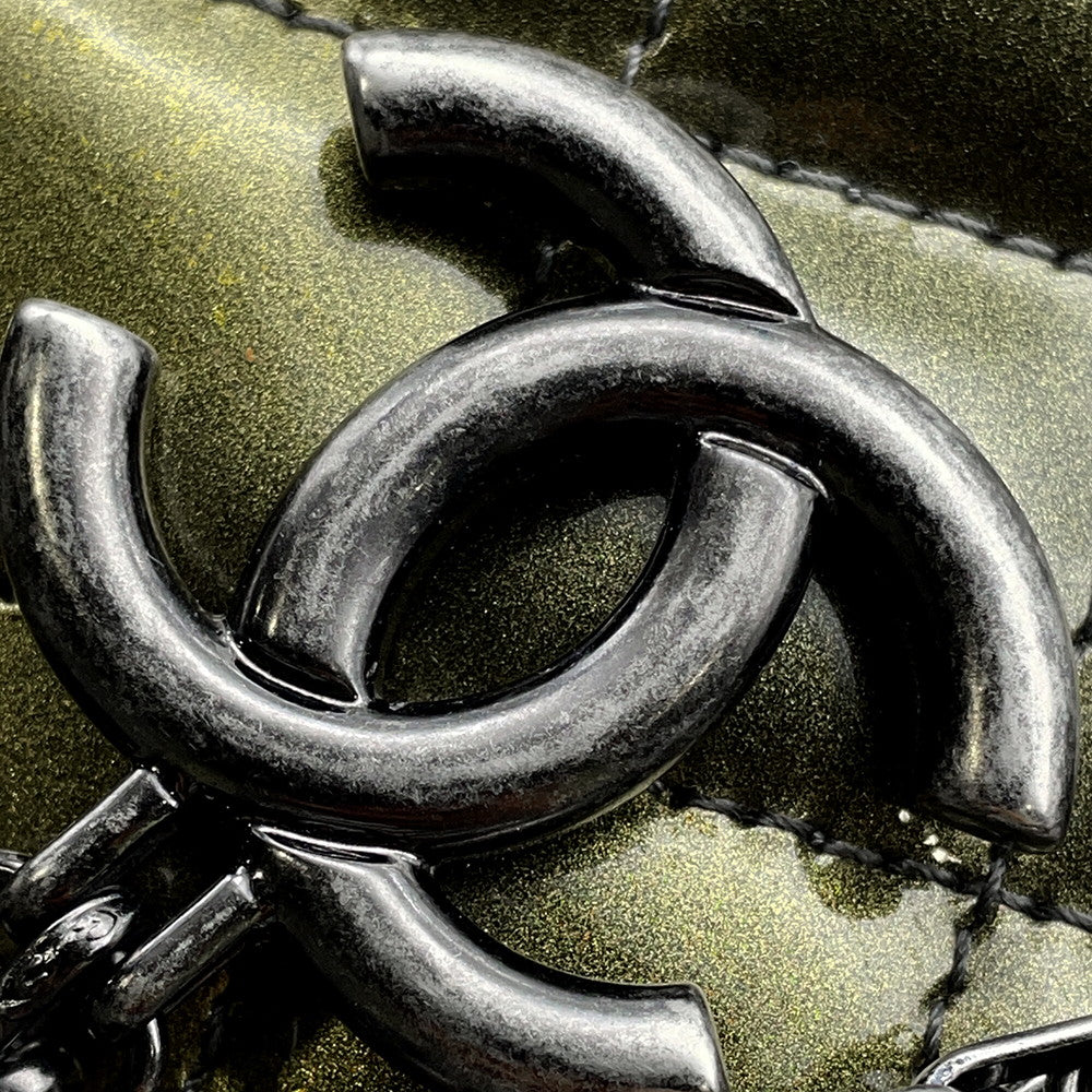 CHANEL Mademoiselle ChainBowling Bag Green Patent Leather