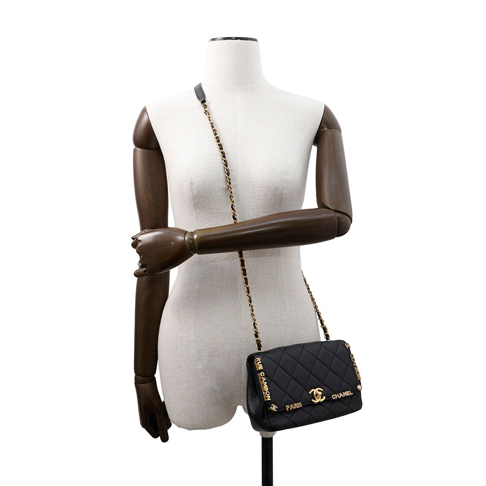 CHANEL Matelasse ChainShoulder Bag BlackAS3731 Lambskin