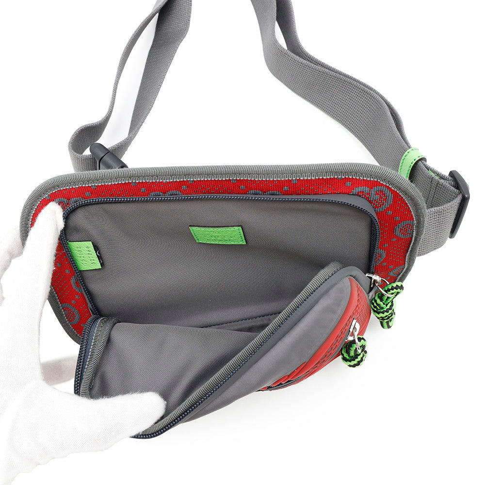 GUCCI GGNylon Belt Bag Gray/Red/Green752102 Nylon Rubber