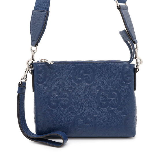 GUCCI Jumbo GG Small Messenger Bag Blue761747 Leather