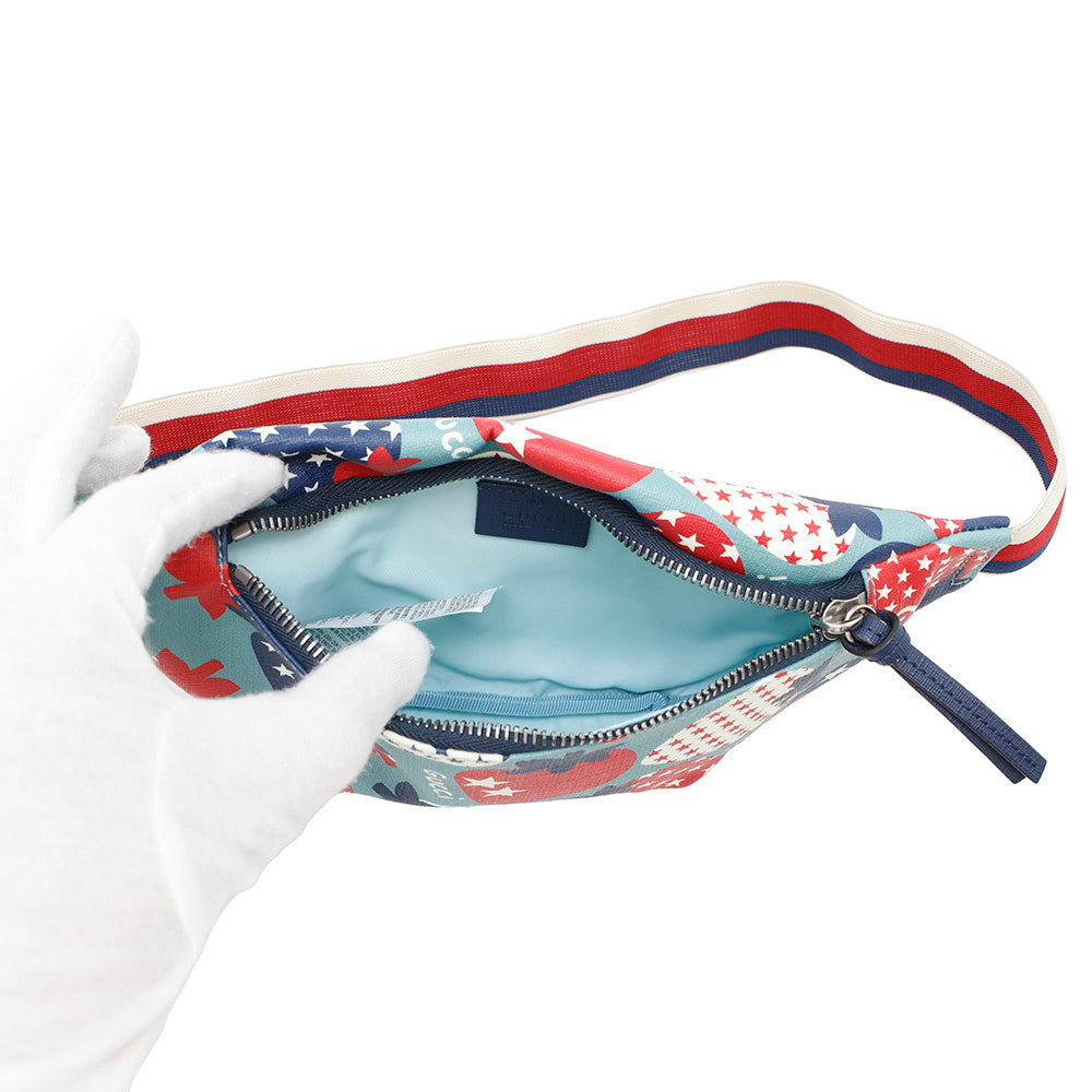 GUCCI Children's Belt Bag Strawberry Blue/Multicolor502095 PVC Leather