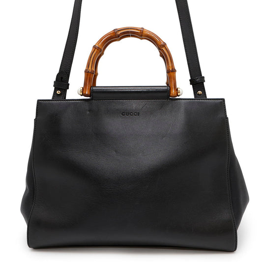 GUCCI Nim Fair Top Handle Bag Black453766 Leather Bamboo