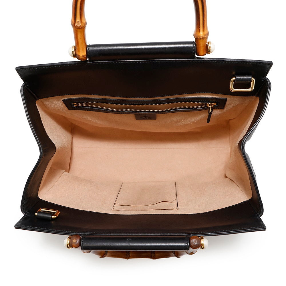 GUCCI Nim Fair Top Handle Bag Black453766 Leather Bamboo