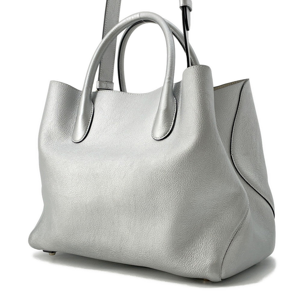 Dior Open Bar 2WAY Handbag Silver Leather