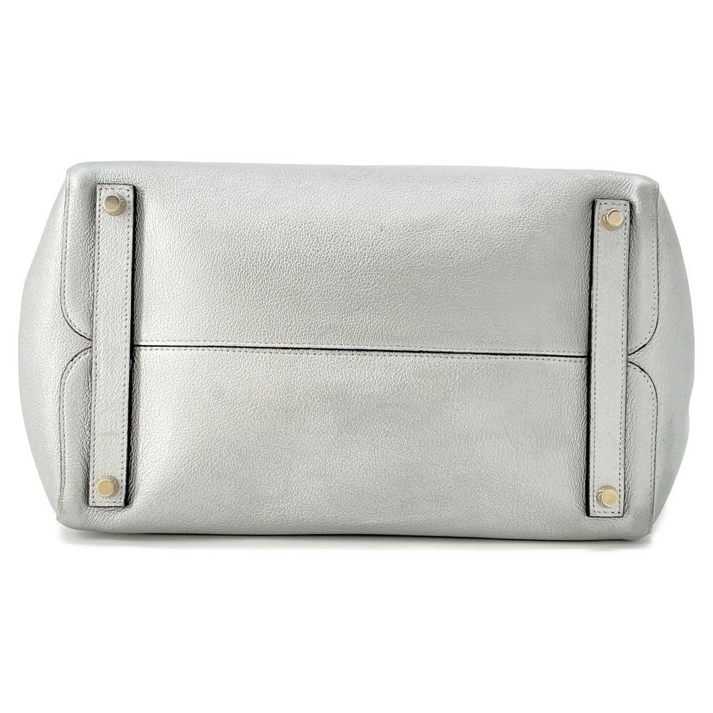 Dior Open Bar 2WAY Handbag Silver Leather