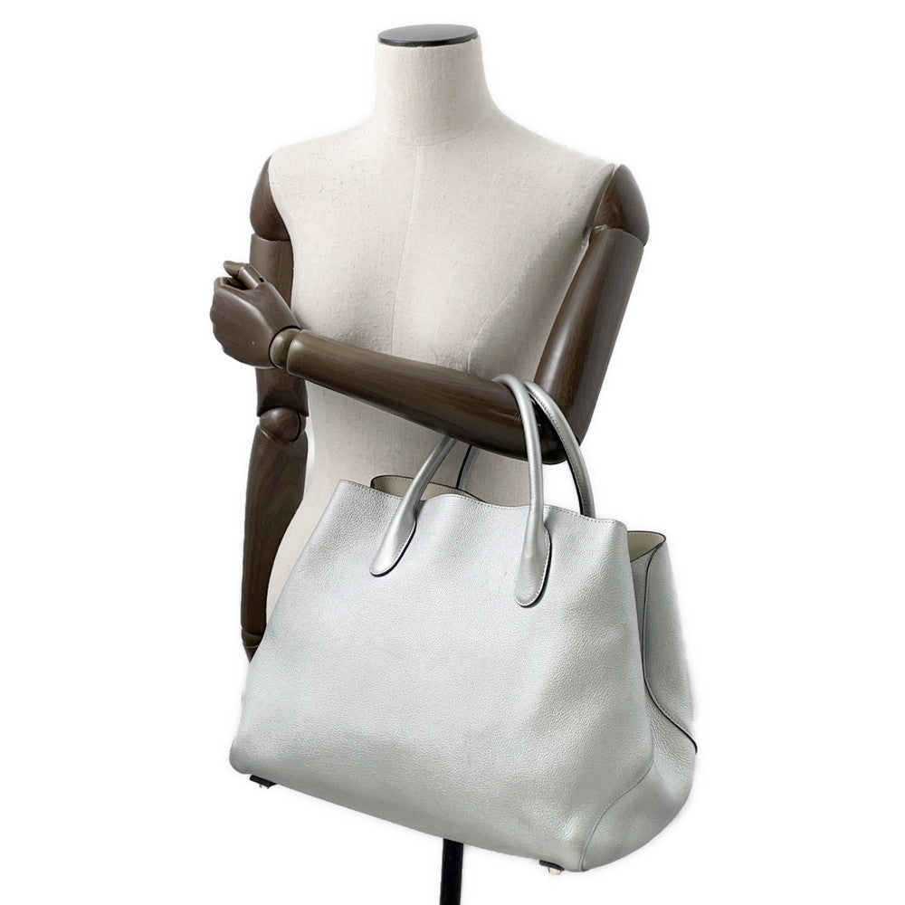 Dior Open Bar 2WAY Handbag Silver Leather