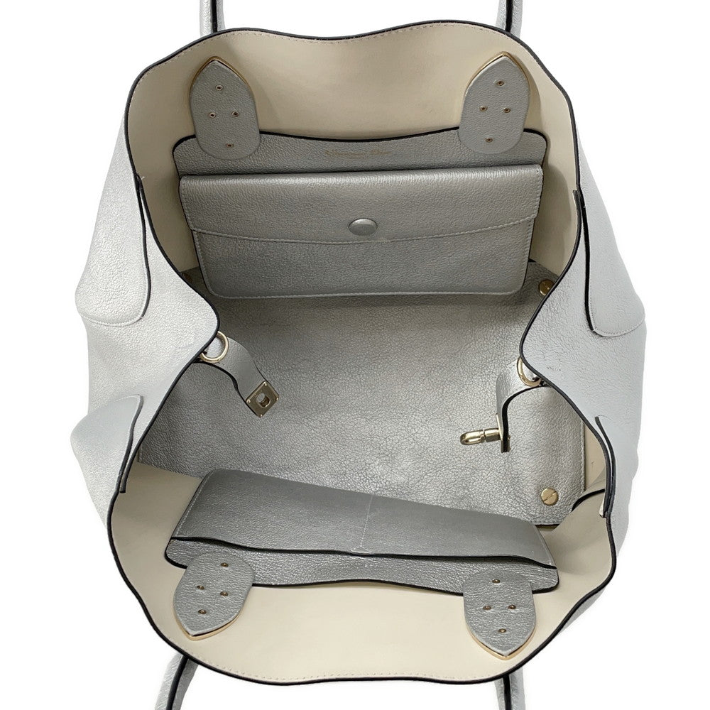 Dior Open Bar 2WAY Handbag Silver Leather