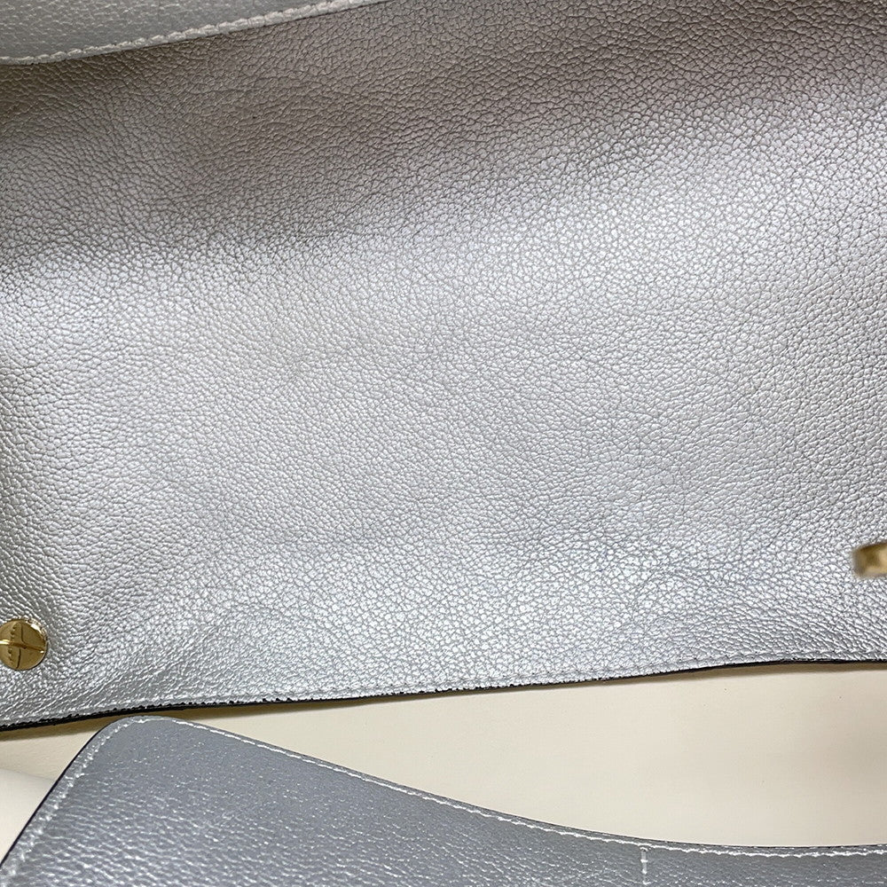 Dior Open Bar 2WAY Handbag Silver Leather